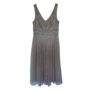 Anthro BHLDN Sterling Beaded Gown in Blush, 10 (Altered)